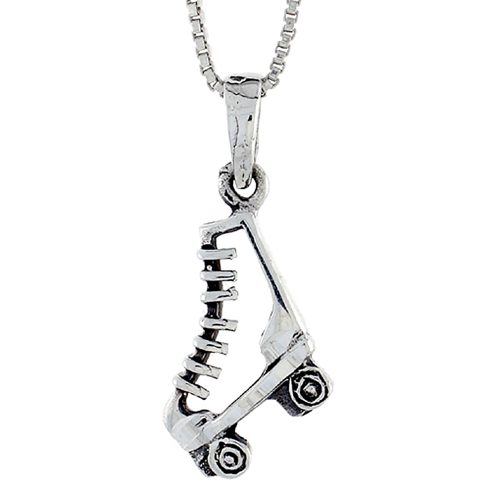 Sterling Silver Roller Skates Pendant 3/4 inch