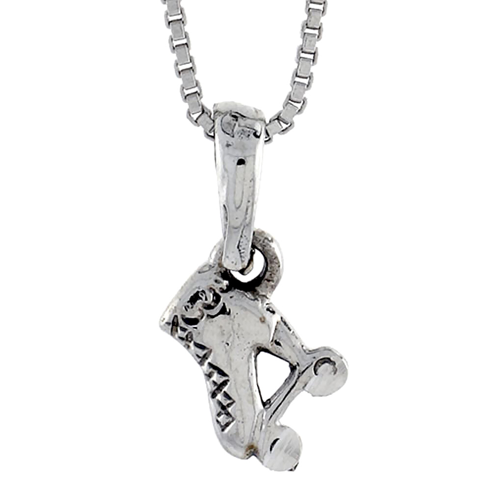 Sterling Silver Roller Skates Pendant 5/8 inch