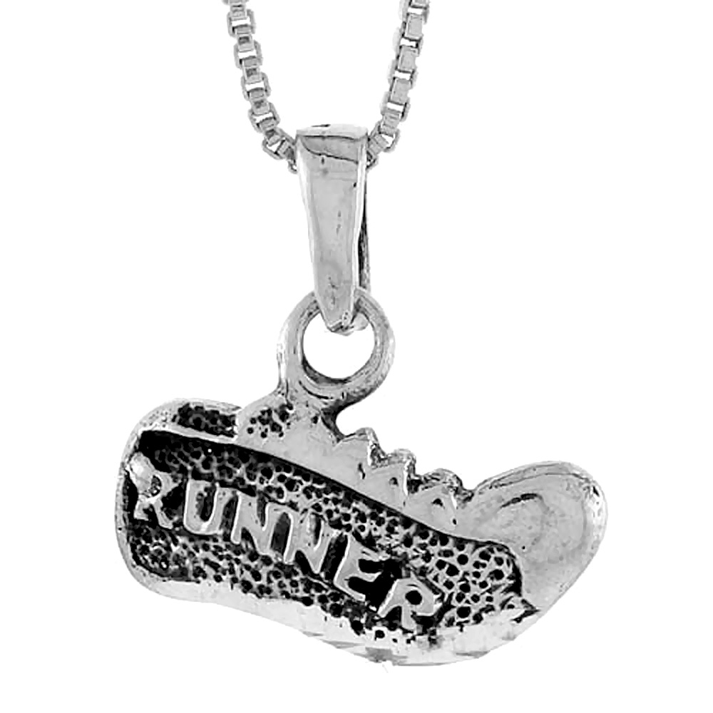 Sterling Silver Running Shoe Pendant 5/8 inch