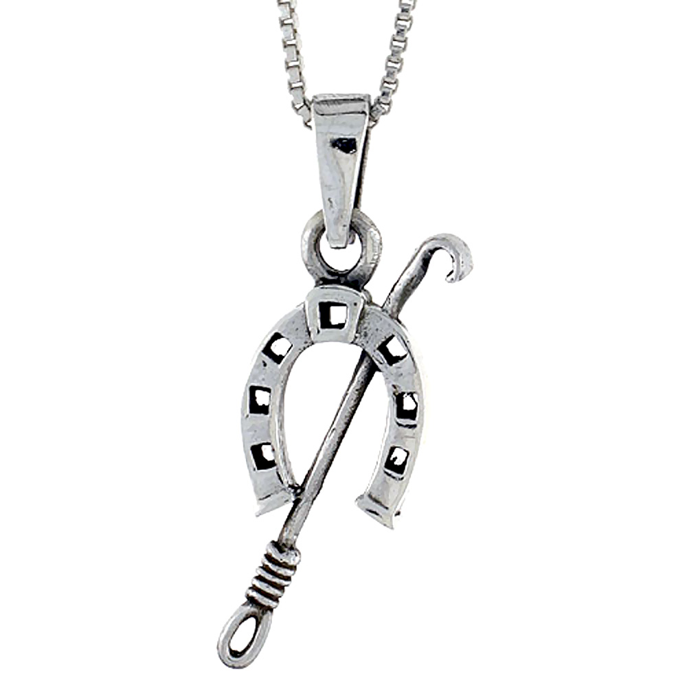 Sterling Silver Horse Jockey's Accessories Pendant 1 1/8 inch