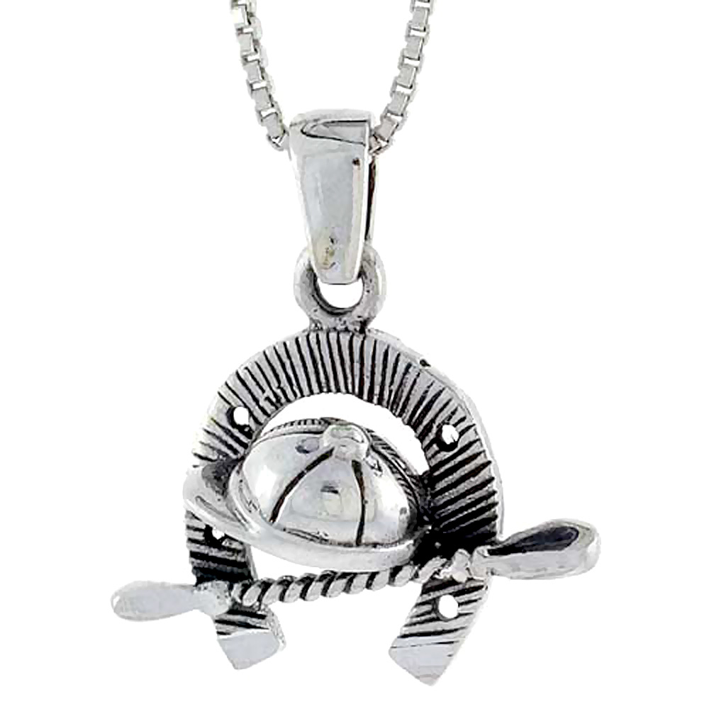 Sterling Silver Horse Jockey's Accessories Pendant 1 inch