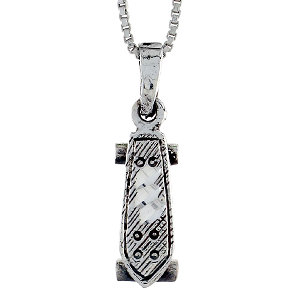 Sterling Silver Skateboard Pendant 1 inch