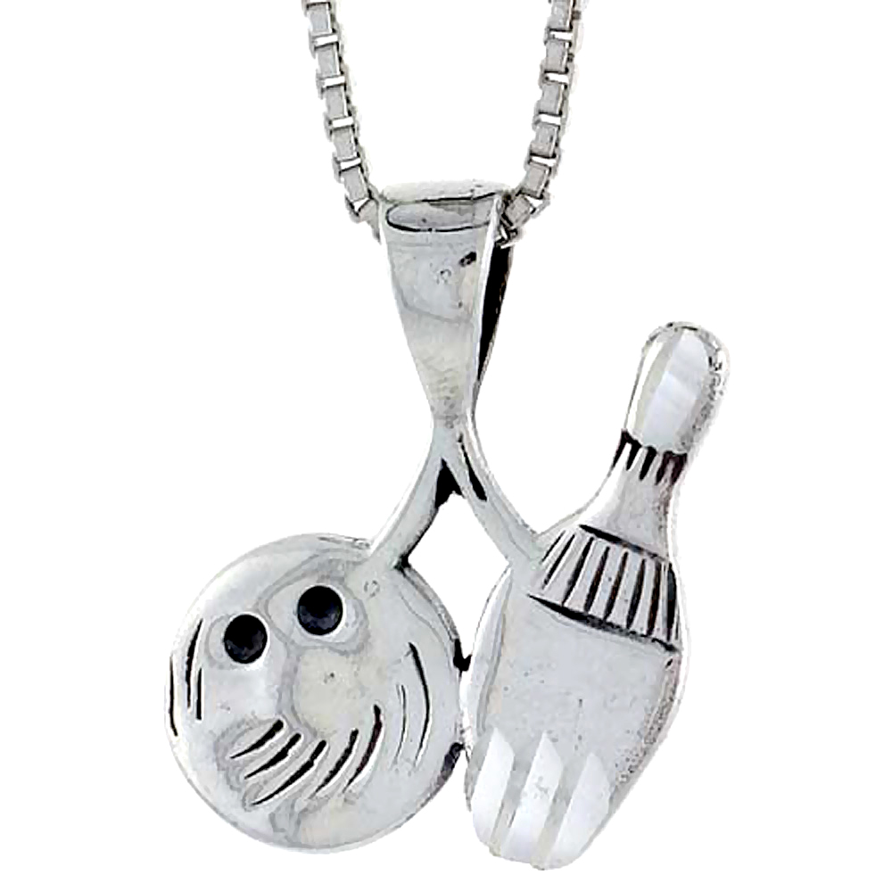 Sterling Silver Bowling Pendant 3/4 inch