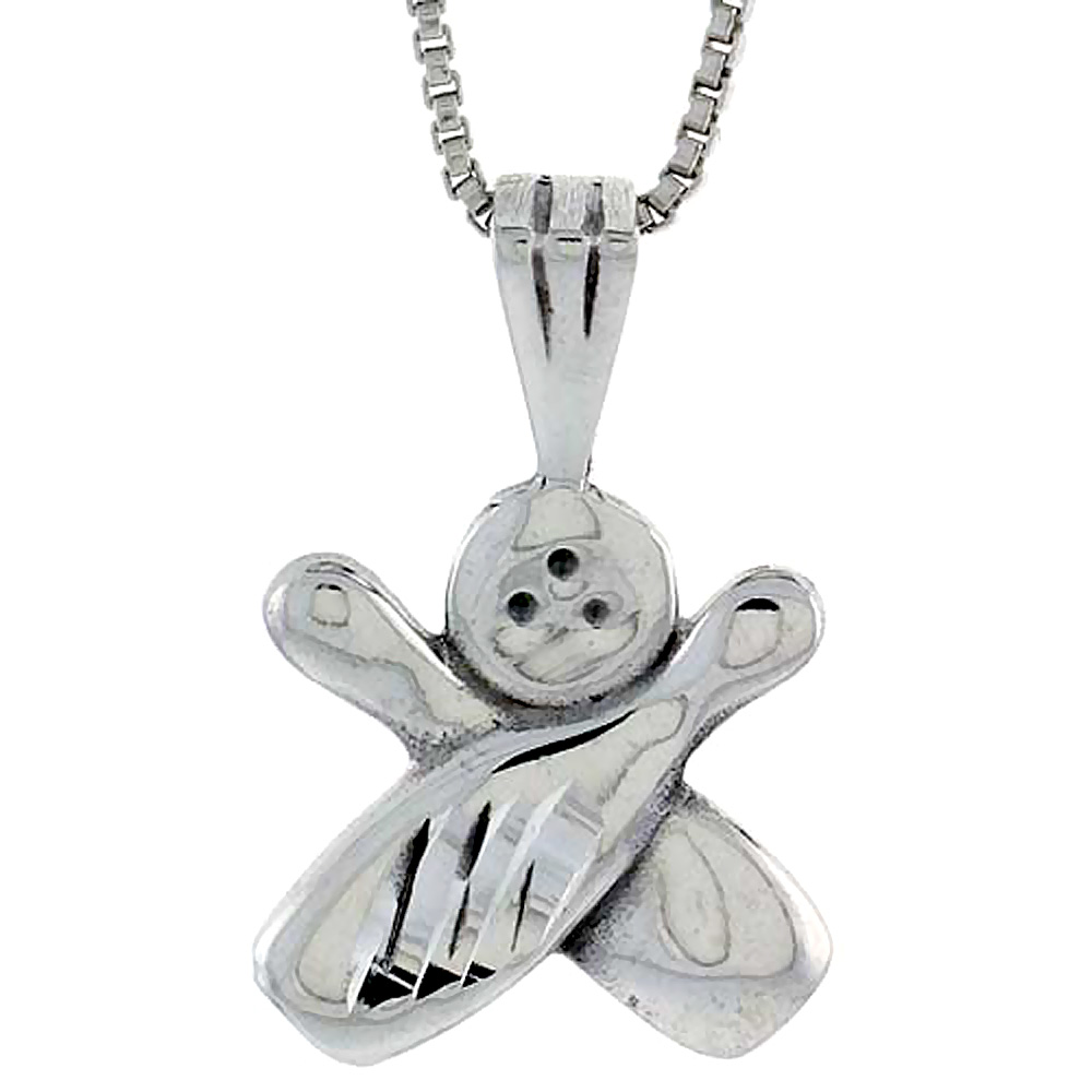 Sterling Silver Bowling Pendant 1 inch