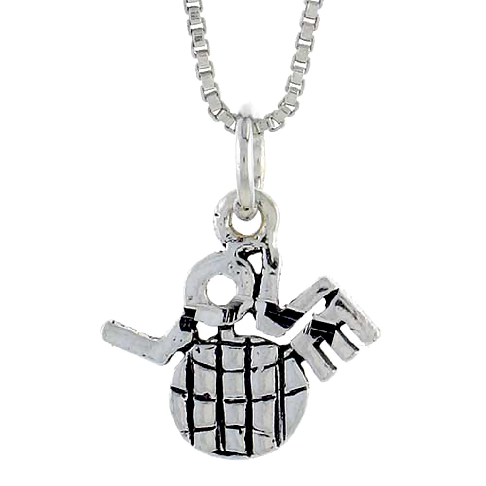 Sterling Silver Love Baseball Word Pendant Talking Charm for Women and Men 5/8 inch wide
