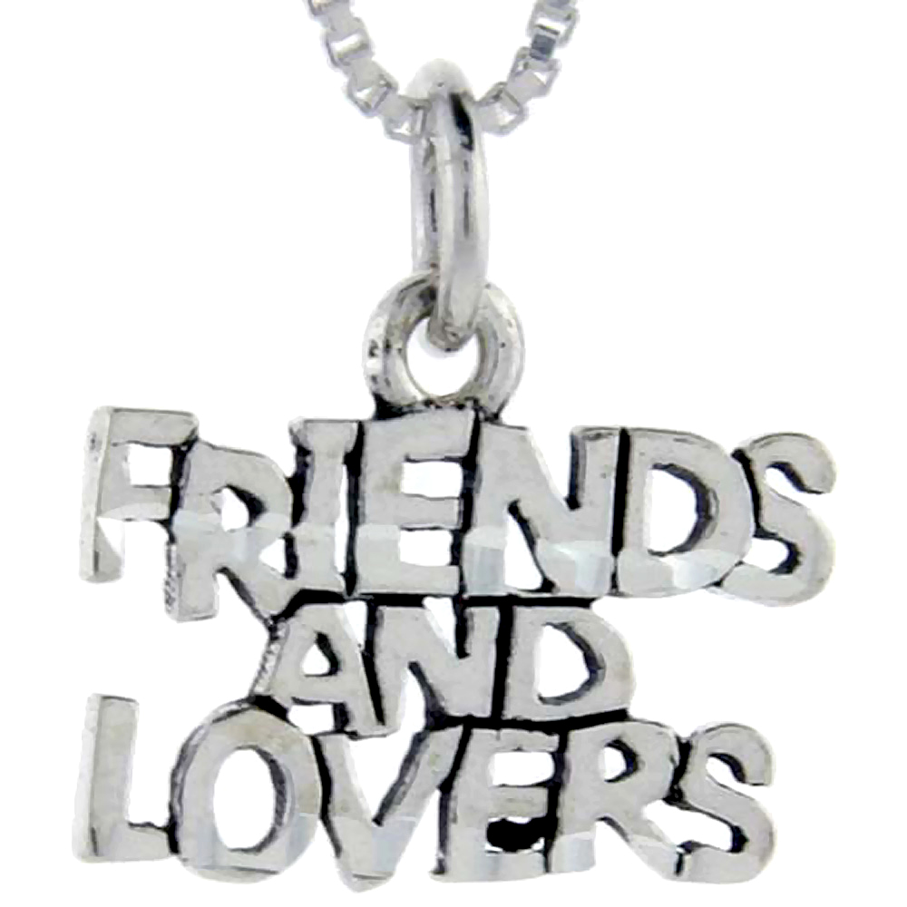 Sterling Silver Friends and Lovers Word Pendant Talking Charm for Women and Men 1 inch wide