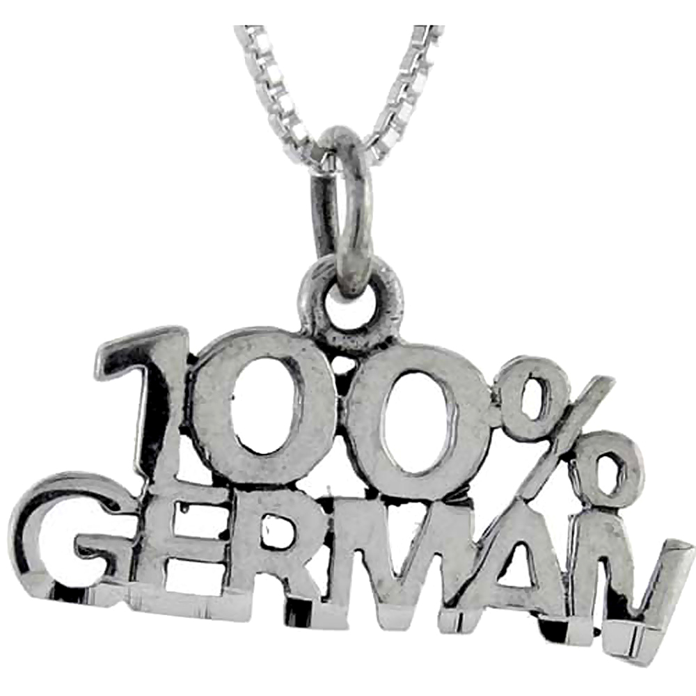 Sterling Silver 100% German Word Pendant Talking Charm for Women and Men 1 inch wide