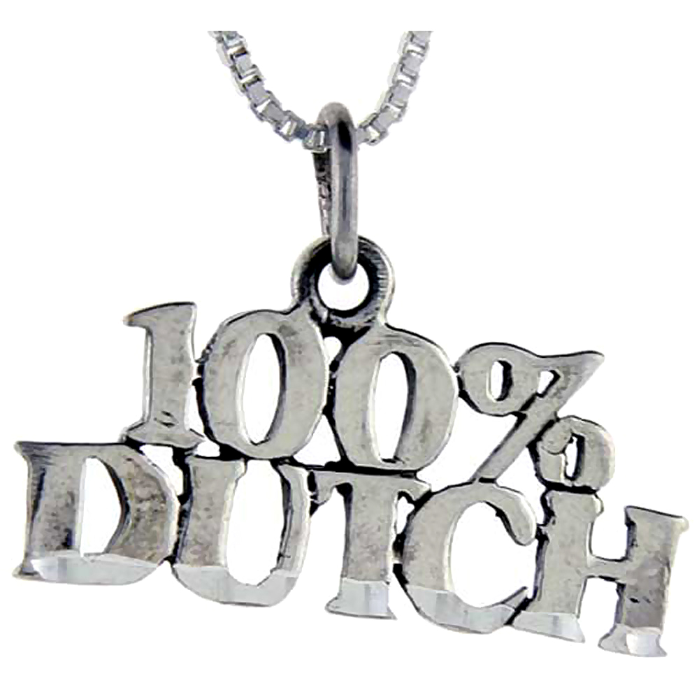 Sterling Silver 100% Dutch Word Pendant Talking Charm for Women and Men 1 inch wide