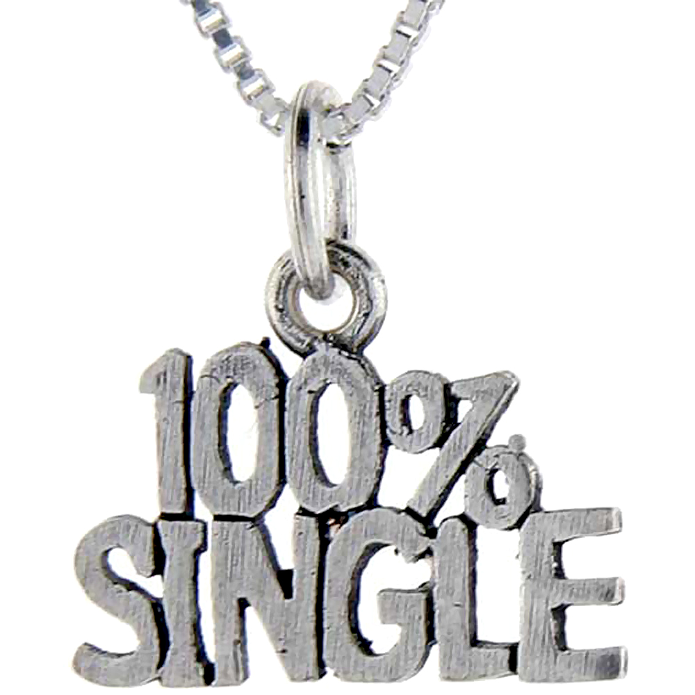 Sterling Silver 100% Single Word Pendant Talking Charm for Women and Men 1 inch wide
