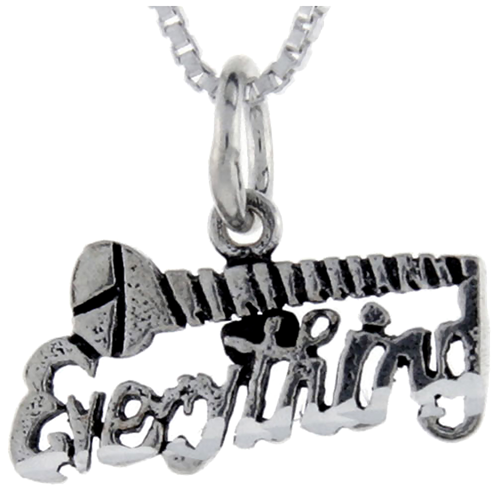 Sterling Silver Screw Everything Word Pendant Talking Charm for Women and Men 1 inch wide