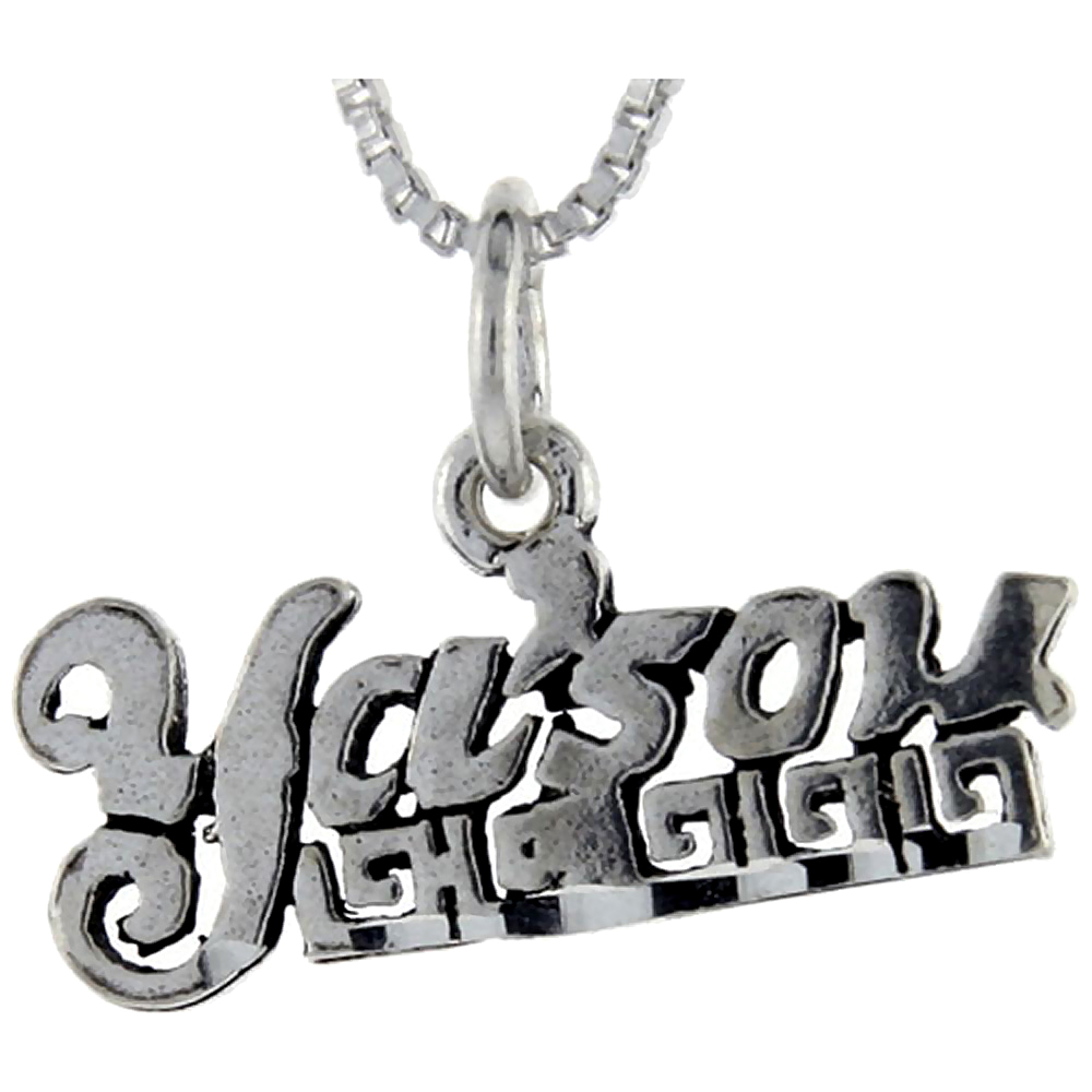 Sterling Silver Yasou Word Pendant Talking Charm for Women and Men 1 inch wide