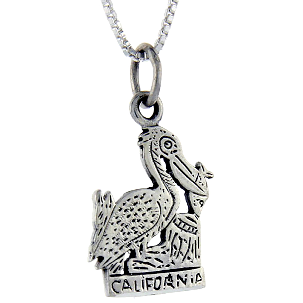 Sterling Silver California Word Pendant Talking Charm for Women and Men 1 inch wide