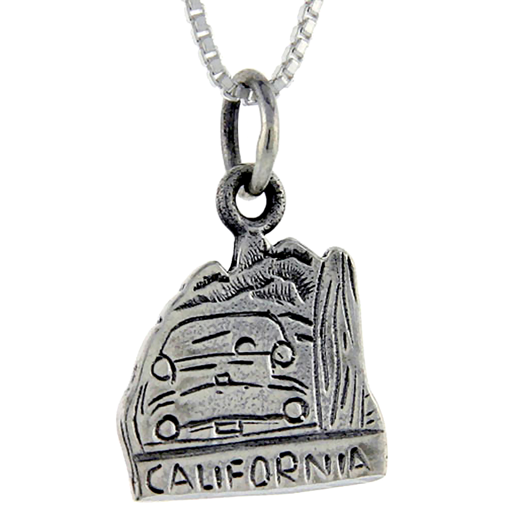 Sterling Silver California Word Pendant Talking Charm for Women and Men 1 inch wide