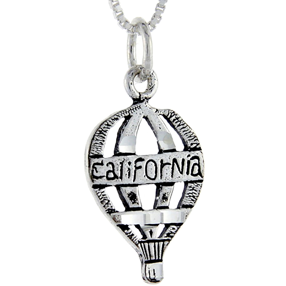 Sterling Silver California Word Pendant Talking Charm for Women and Men 1 inch wide