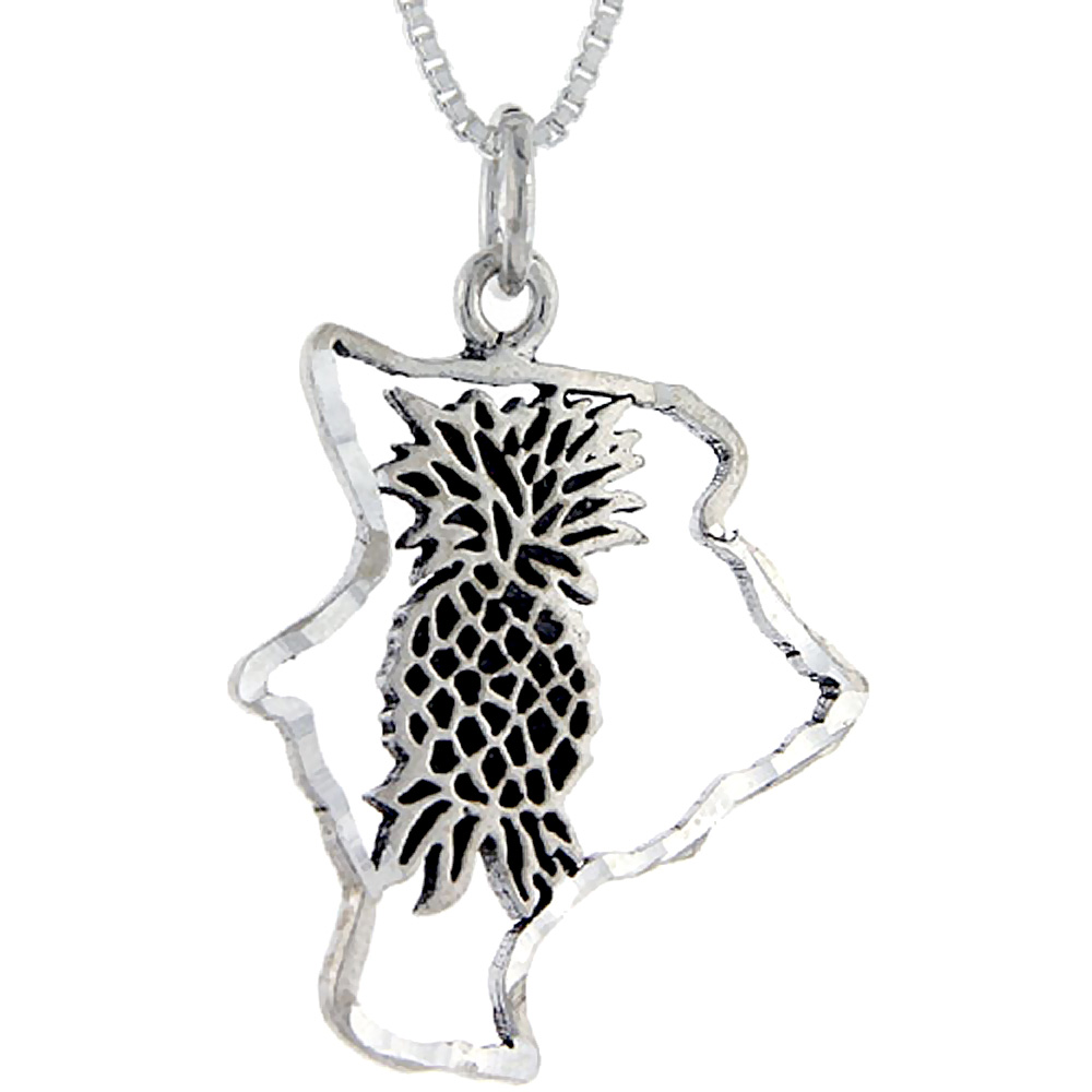 Sterling Silver Hawaii Word Pendant Talking Charm for Women and Men 1 inch wide