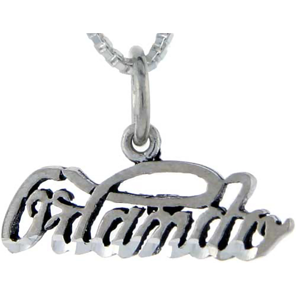 Sterling Silver Orlando Word Pendant Talking Charm for Women and Men 1 inch wide
