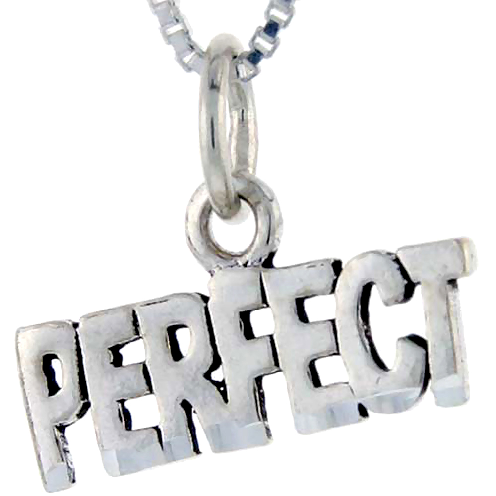 Sterling Silver Perfect Word Pendant Talking Charm for Women and Men 1 inch wide