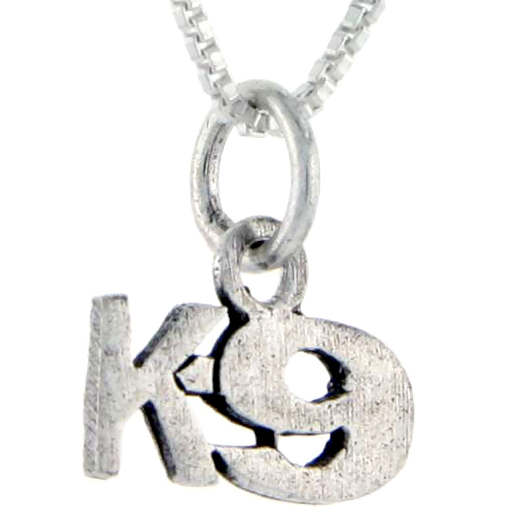 Sterling Silver K9 Word Pendant Talking Charm for Women and Men 1 inch wide
