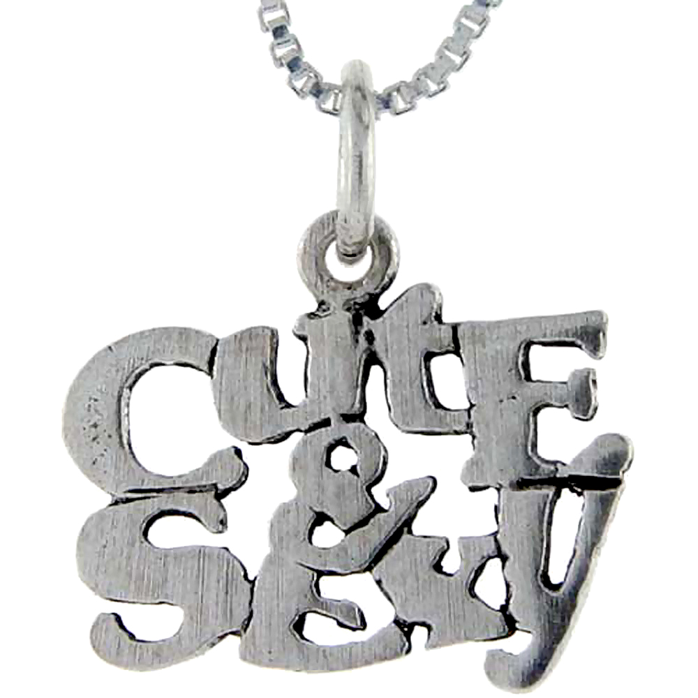 Sterling Silver Cute and Sexy Word Pendant Talking Charm for Women and Men 1 inch wide