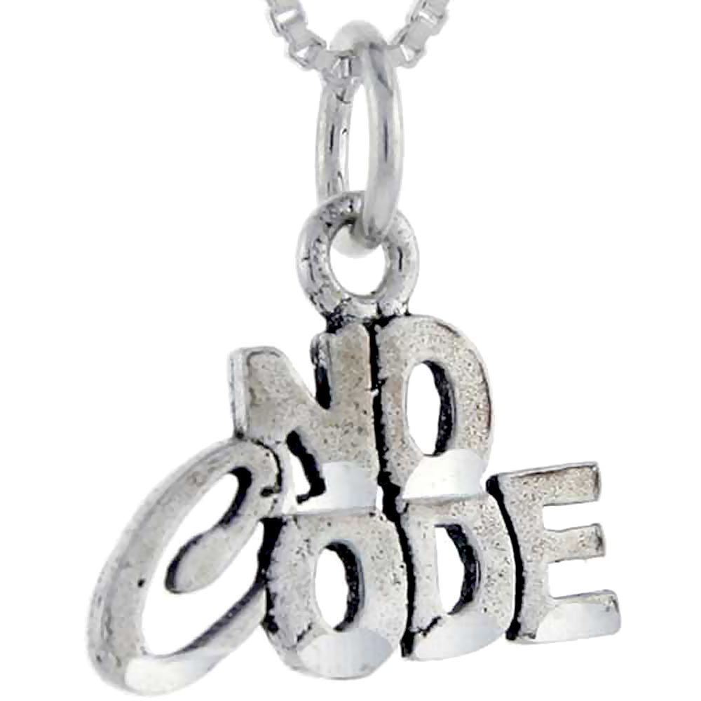 Sterling Silver No Code Word Pendant Talking Charm for Women and Men 1 inch wide
