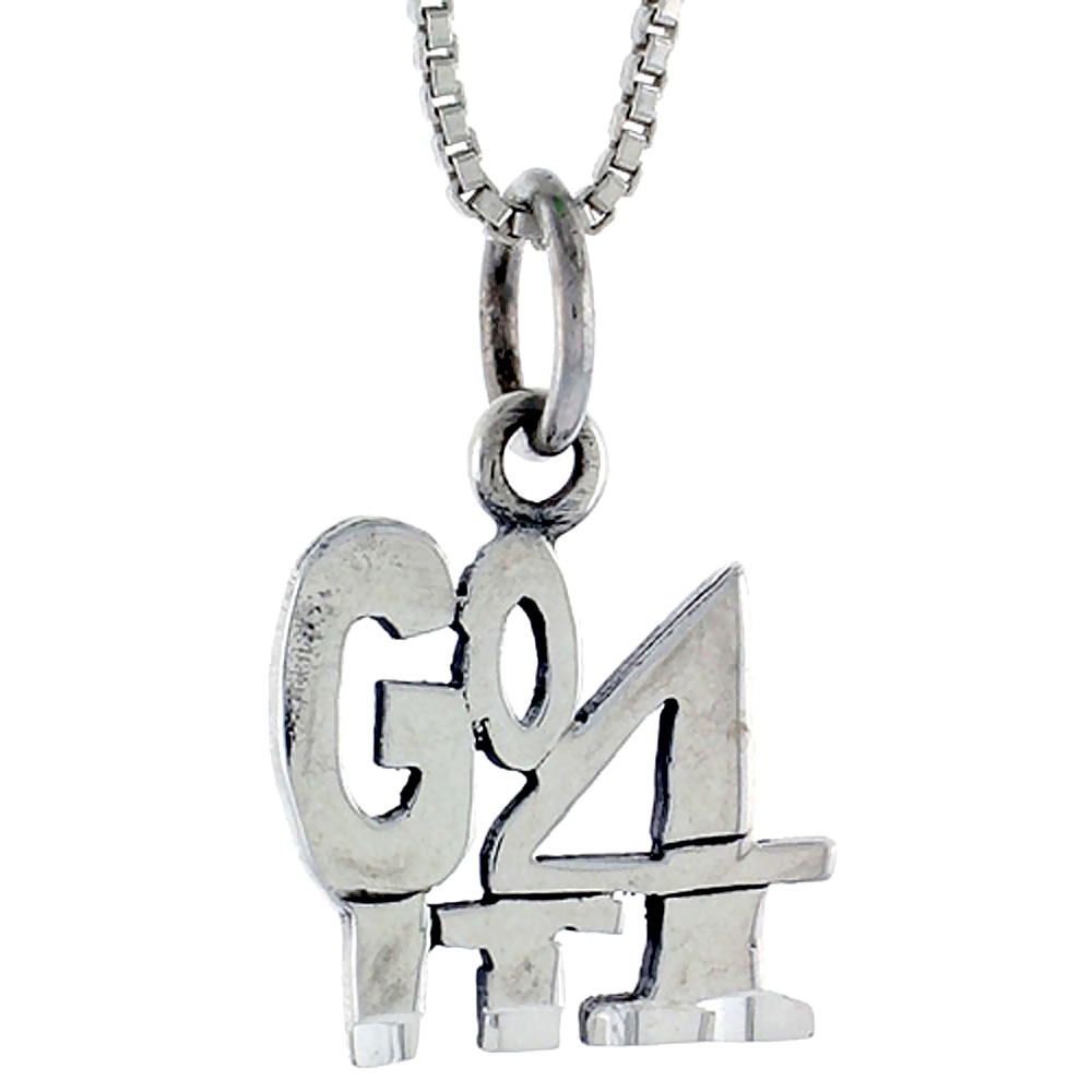 Sterling Silver Go For It Word Pendant Talking Charm for Women and Men 1 inch wide