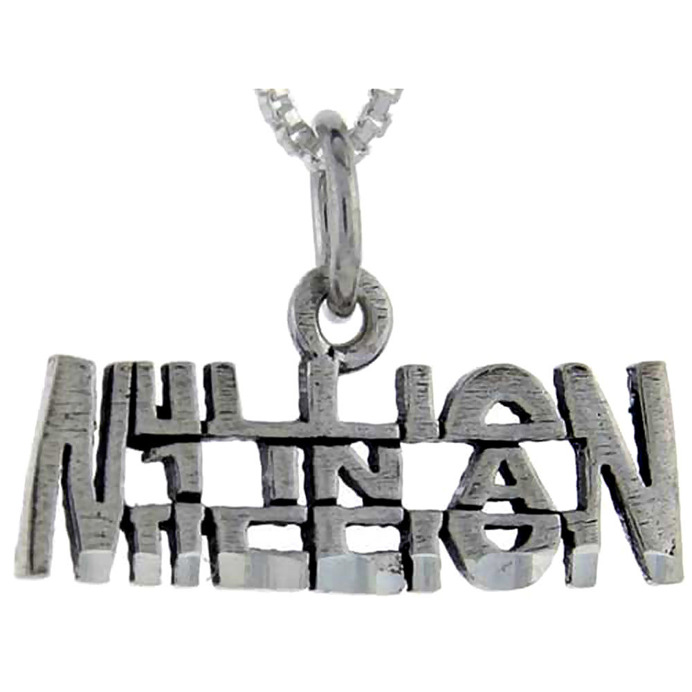 Sterling Silver One in a Million Word Pendant Talking Charm for Women and Men 1 inch wide