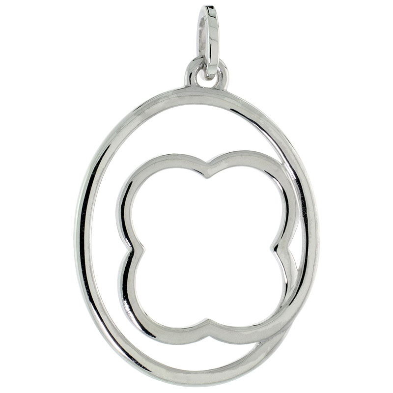 Sterling Silver High Polished Quatrefoil Pendant, 1 1/16 inch wide