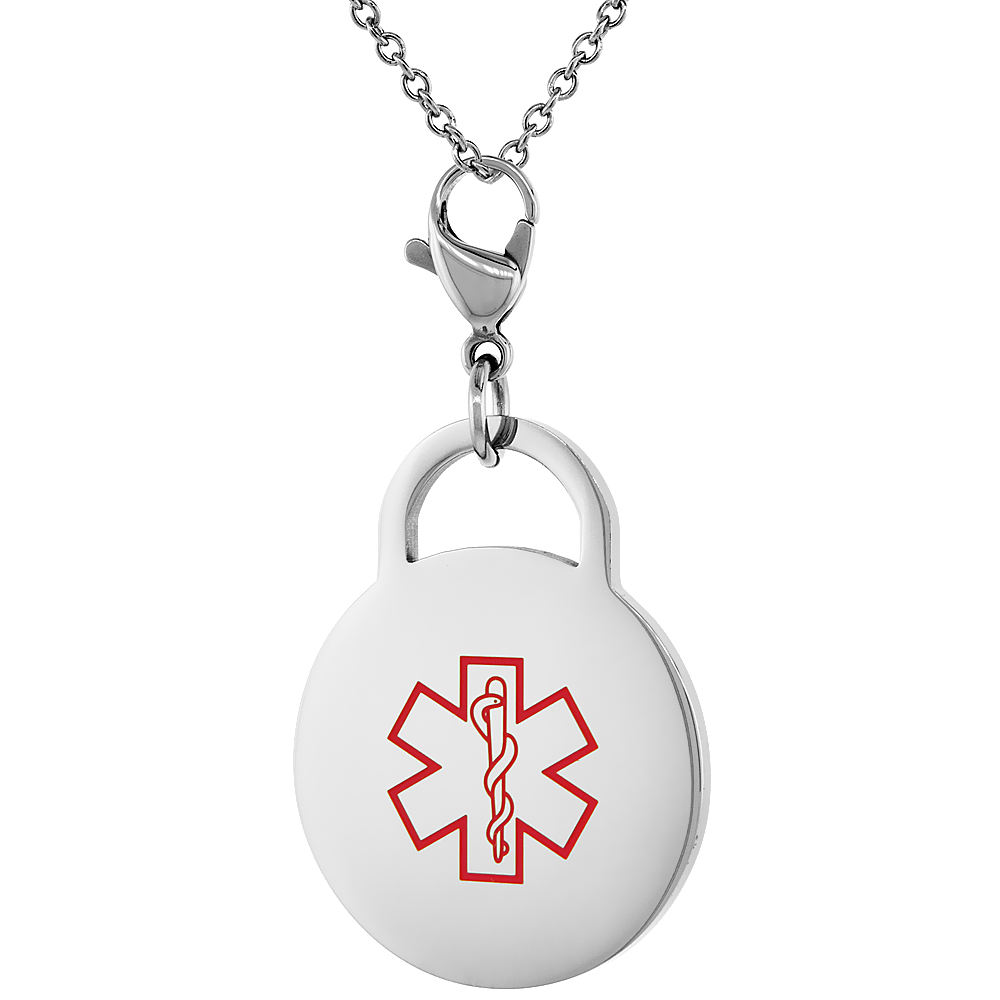 Surgical Steel Medical Alert Warfarin Charm / Pendant Bracelet 1 Inch Round