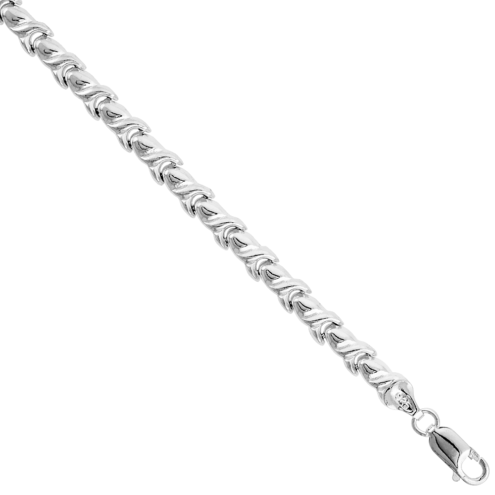 Sterling Silver U-shaped Link Bracelet (Available in 7 in. & 8 in.), 1/4 in. (6 mm) wide