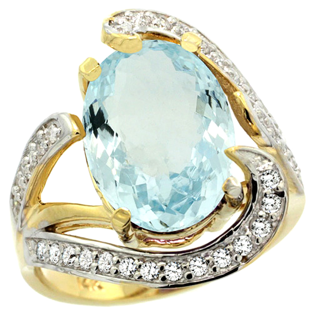 14k Yellow Gold Natural Opal Ring Oval 14x10mm Diamond Accent, sizes 5 - 10