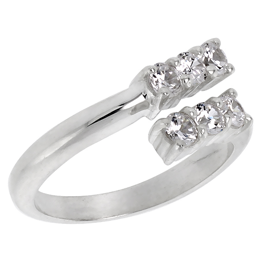 Sterling Silver CZ Ladies Wedding Band Ring for Women Brilliant Cut 3/8 inch sizes 6 - 10