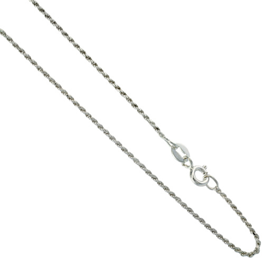 Sterling Silver Diamond Cut Rope Chain Necklaces & Bracelets Nickel Free Italy 1 - 7mm