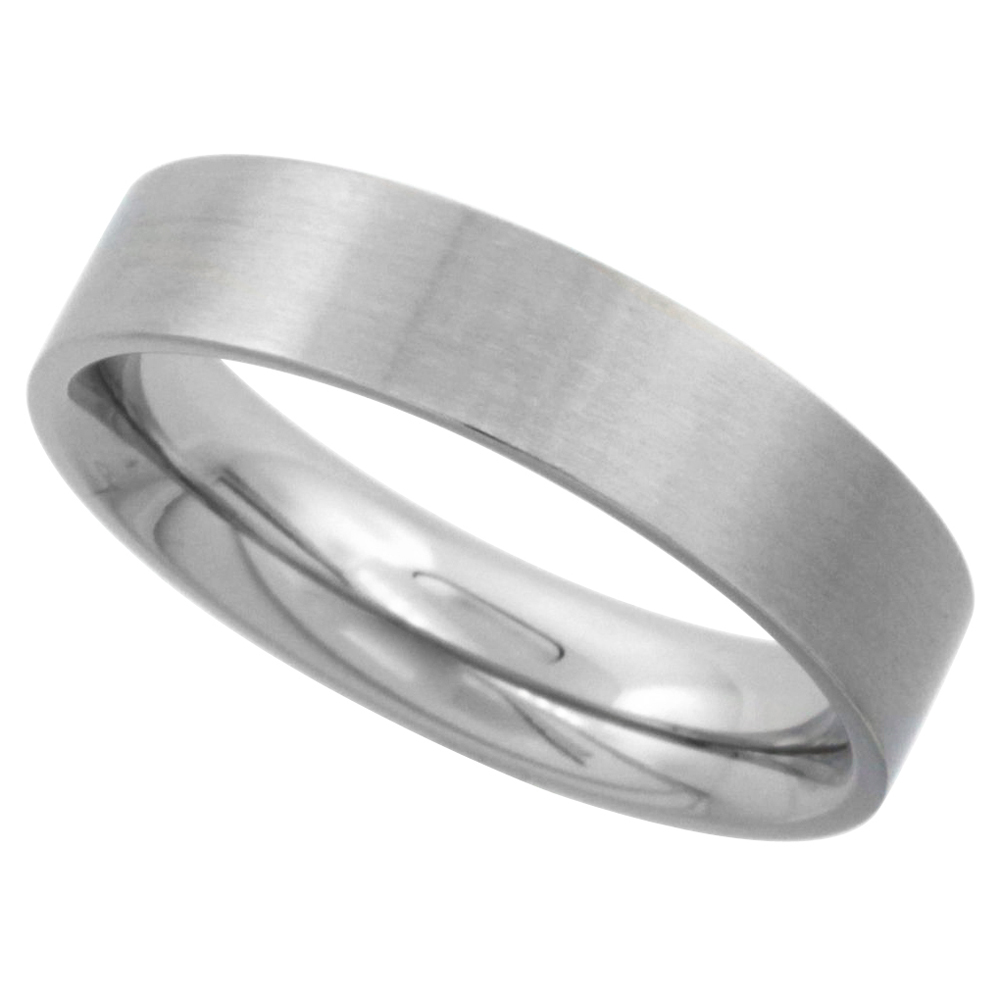 Surgical Stainless Steel 5mm Wedding Band Thumb Ring Comfort-Fit Matte Finish sizes 5 - 12