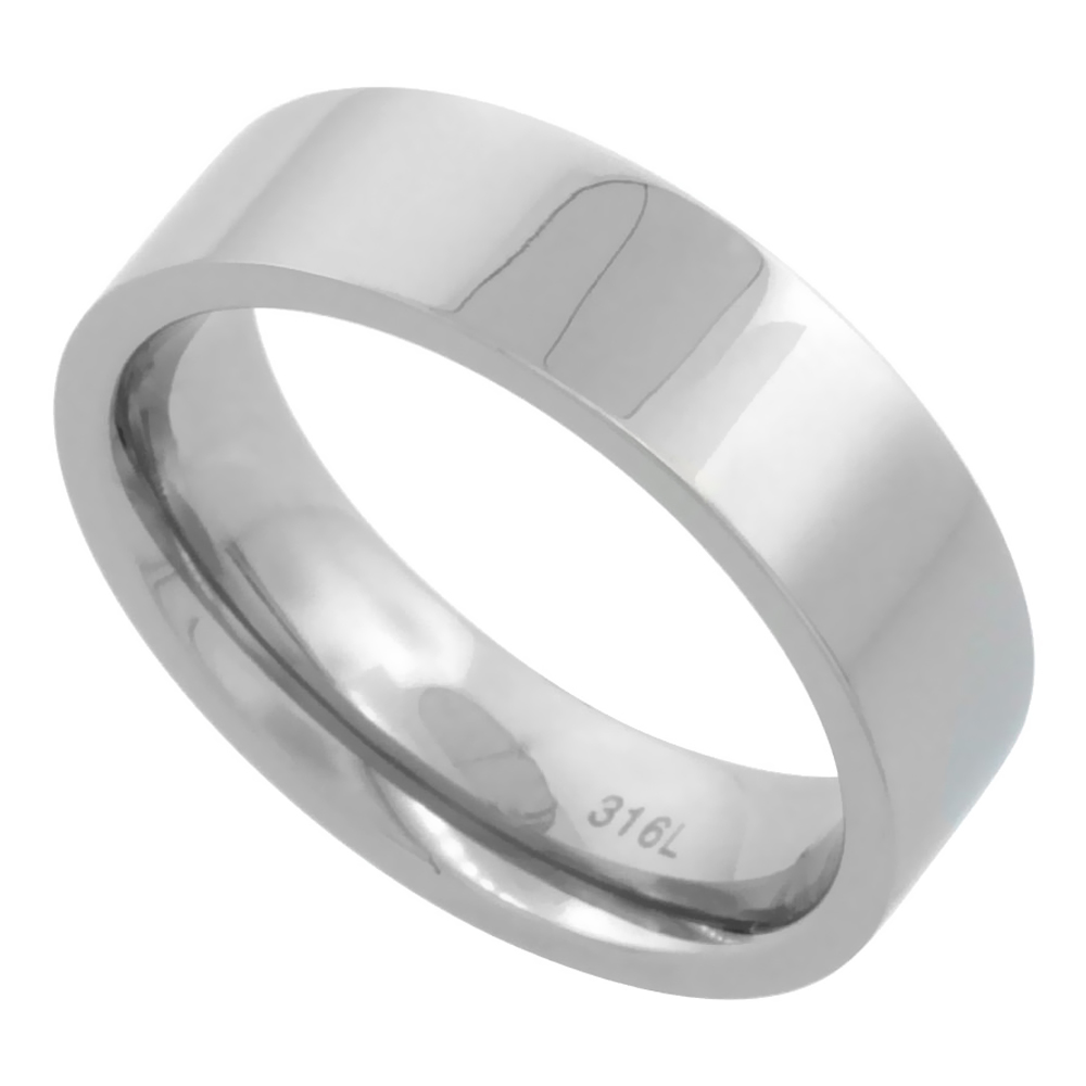 Surgical Stainless Steel 6mm Wedding Band Thumb Ring Comfort-Fit High Polish sizes 5 - 12