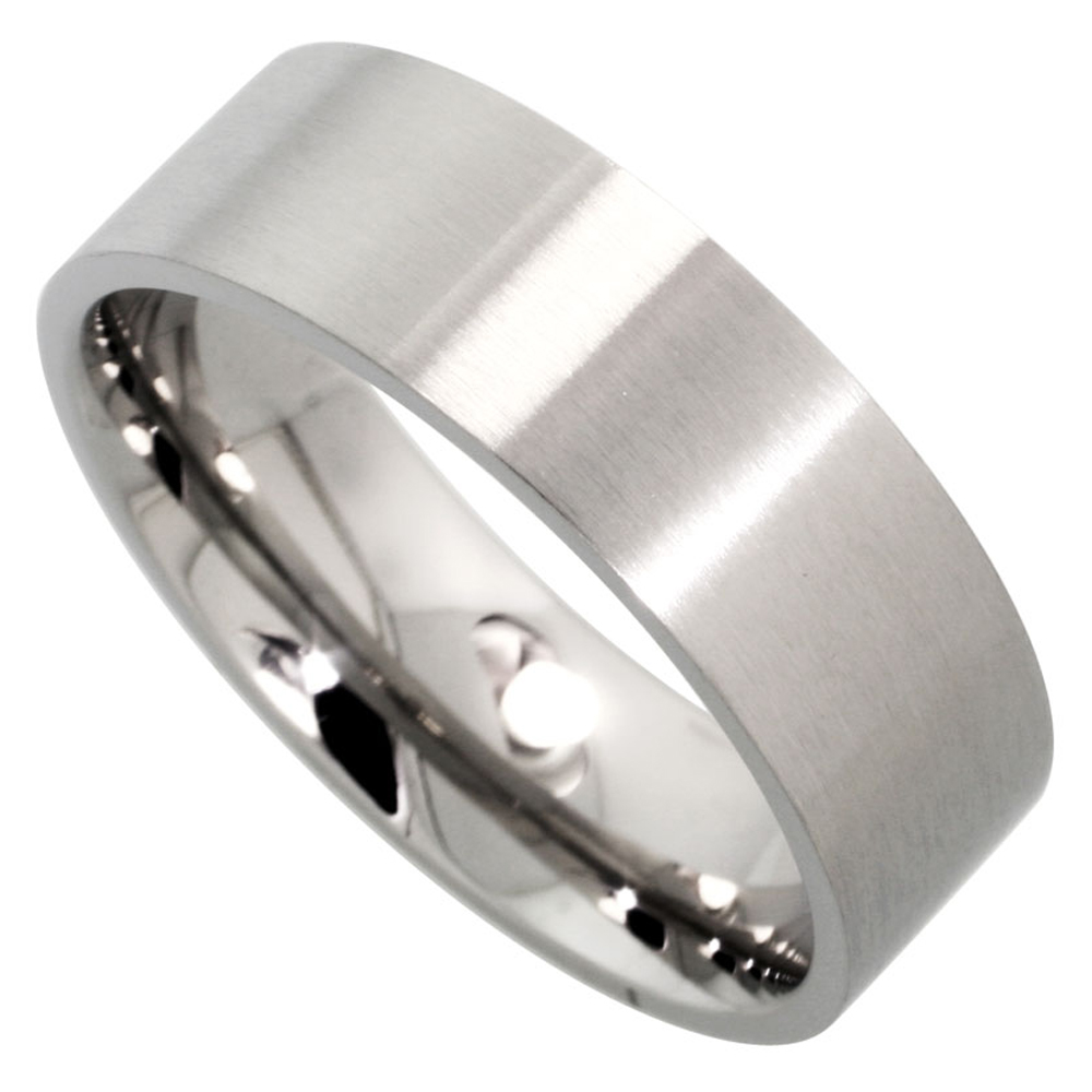 Surgical Stainless Steel 8mm Wedding Band Thumb Ring Comfort-Fit Matte Finish sizes 8 - 15