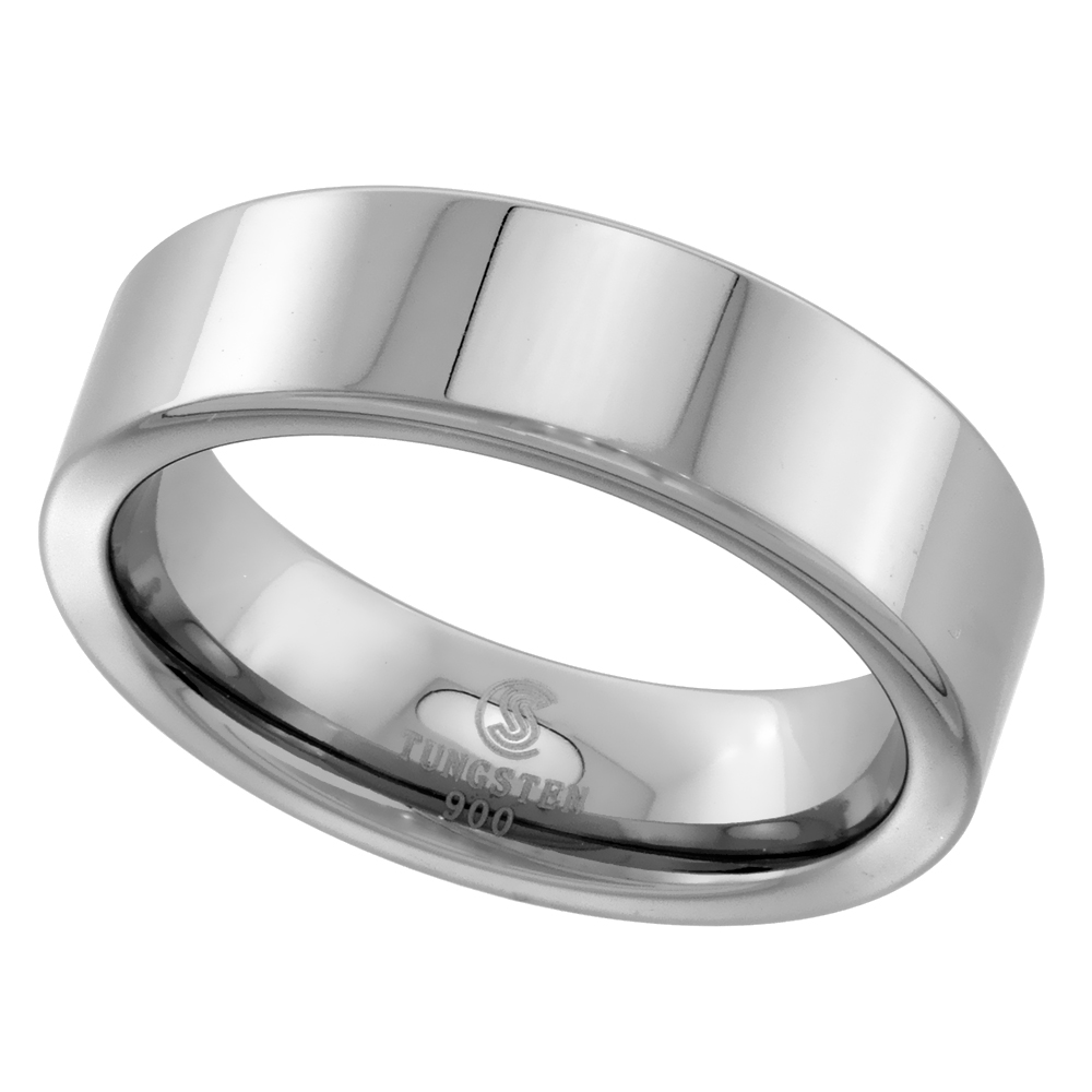 Tungsten Carbide 6 mm Pipe Cut Wedding Band Ring for Men and Women Polished Comfort fit sizes 5-12