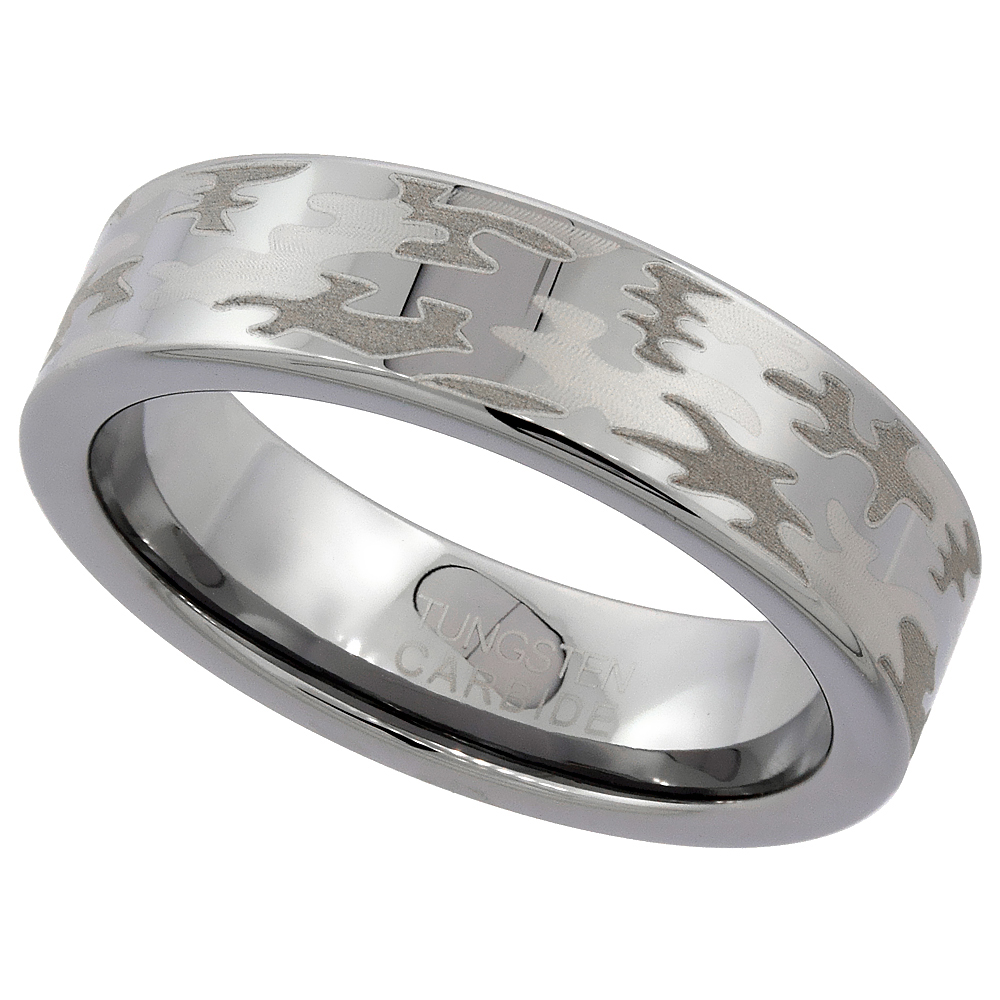 6mm Tungsten Carbide Camouflage Wedding Ring Comfort fit sizes 5 - 11