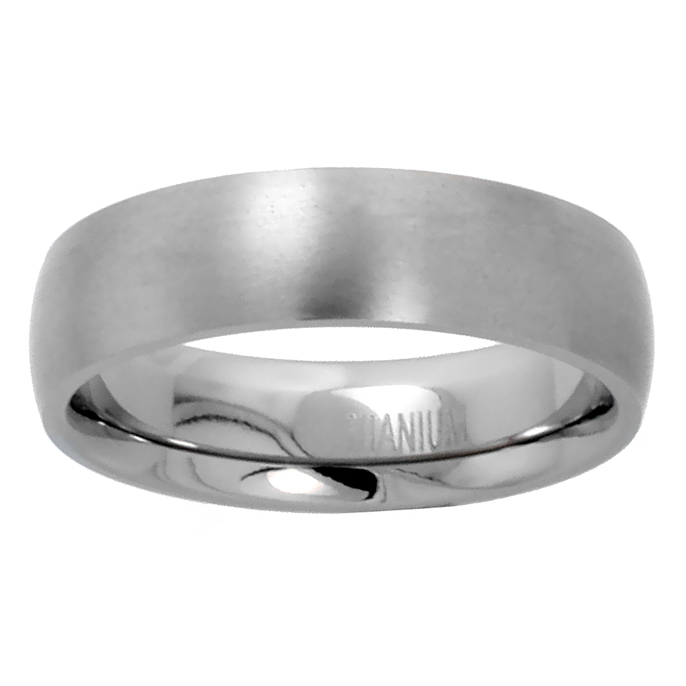 Plain Titanium Ring 6mm Wedding Band for Men Brushed Finish Comfort Fit size 5-12