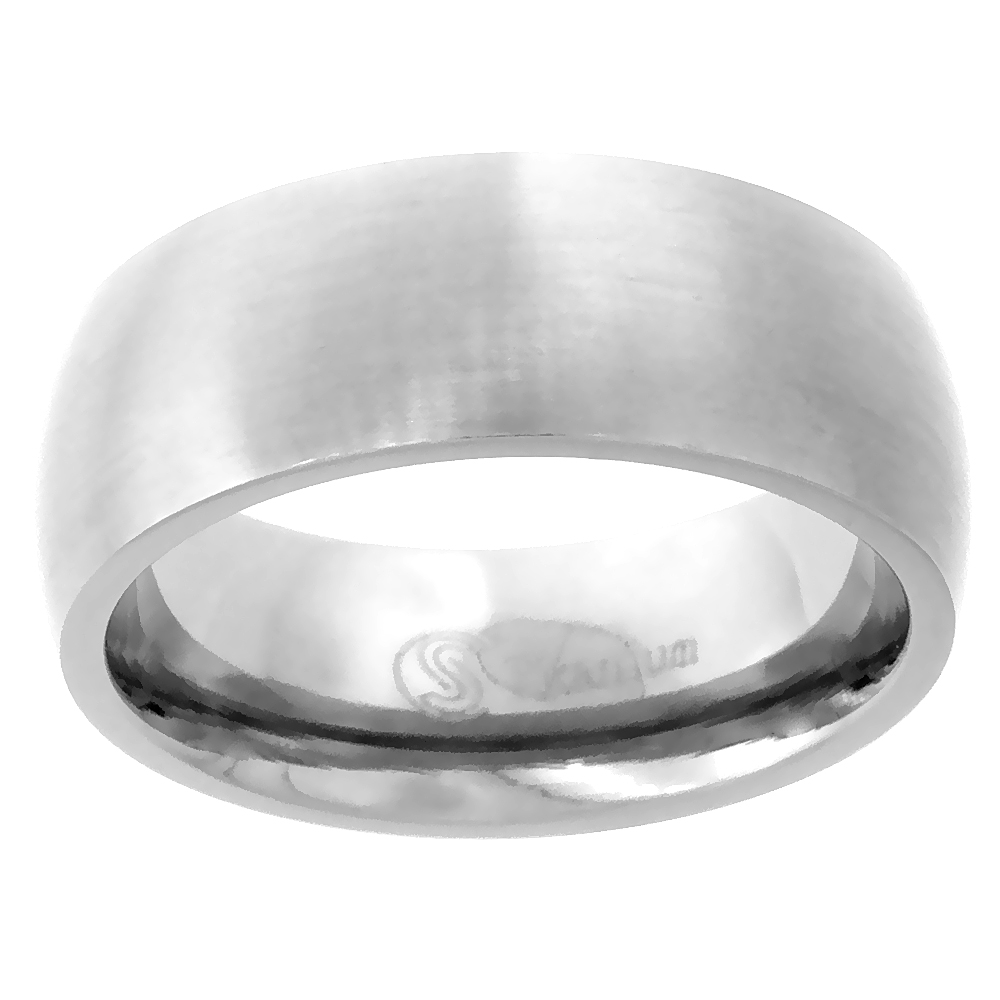 Plain Titanium Ring 8mm Wedding Band for Men Brushed Finish Comfort Fit size 8-15