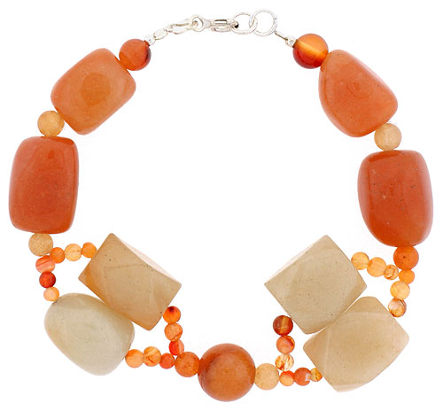 Natural Carnelian Bracelet Sterling Silver Findings, 7 inch
