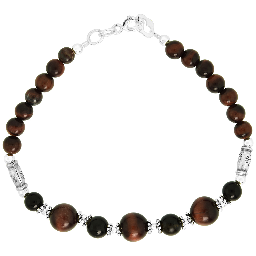 Natural Shell and Black Stone Bracelet Sterling Silver Findings, 7 inch long