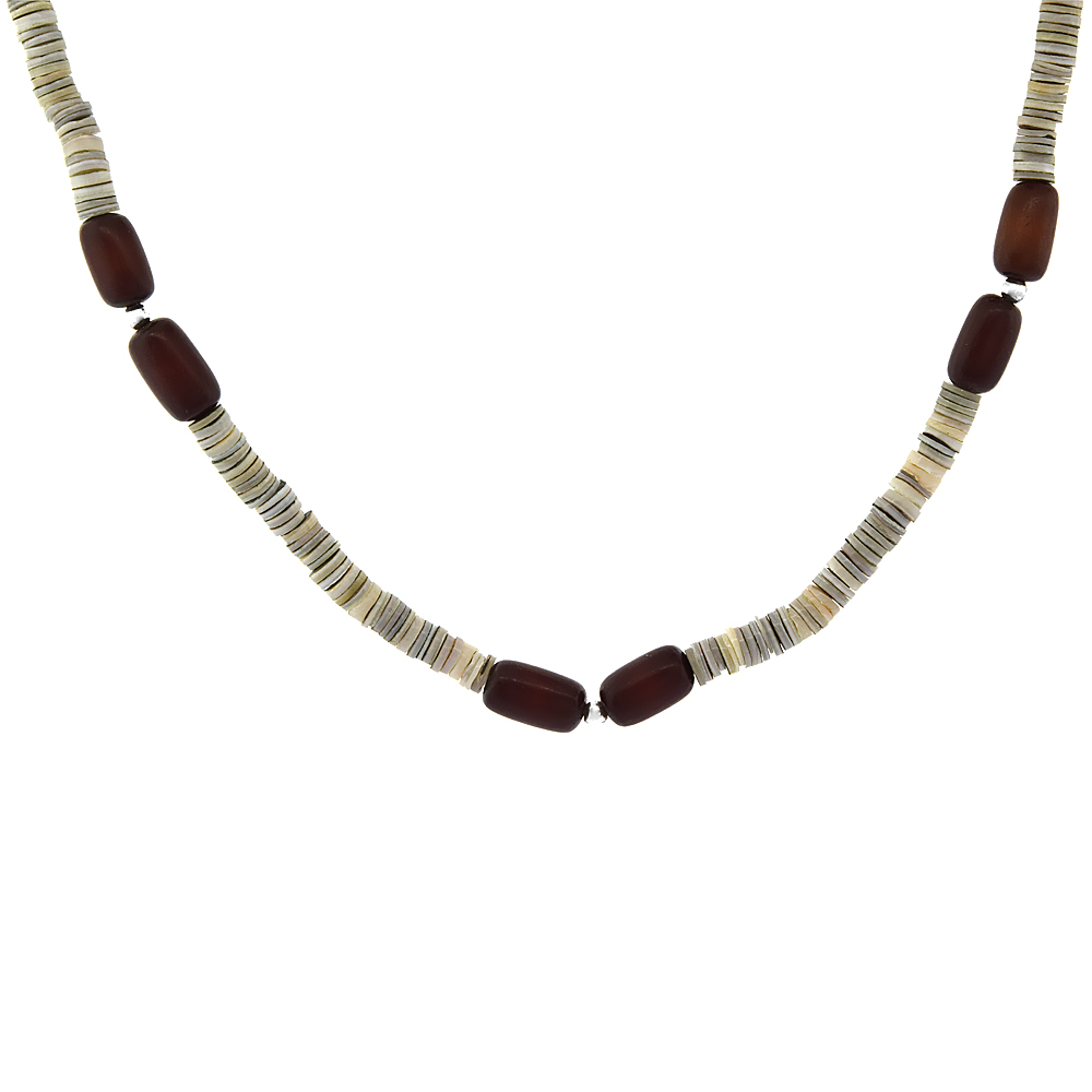 Nylon Necklace Sterling Silver Accents & Multi color Shell Stones