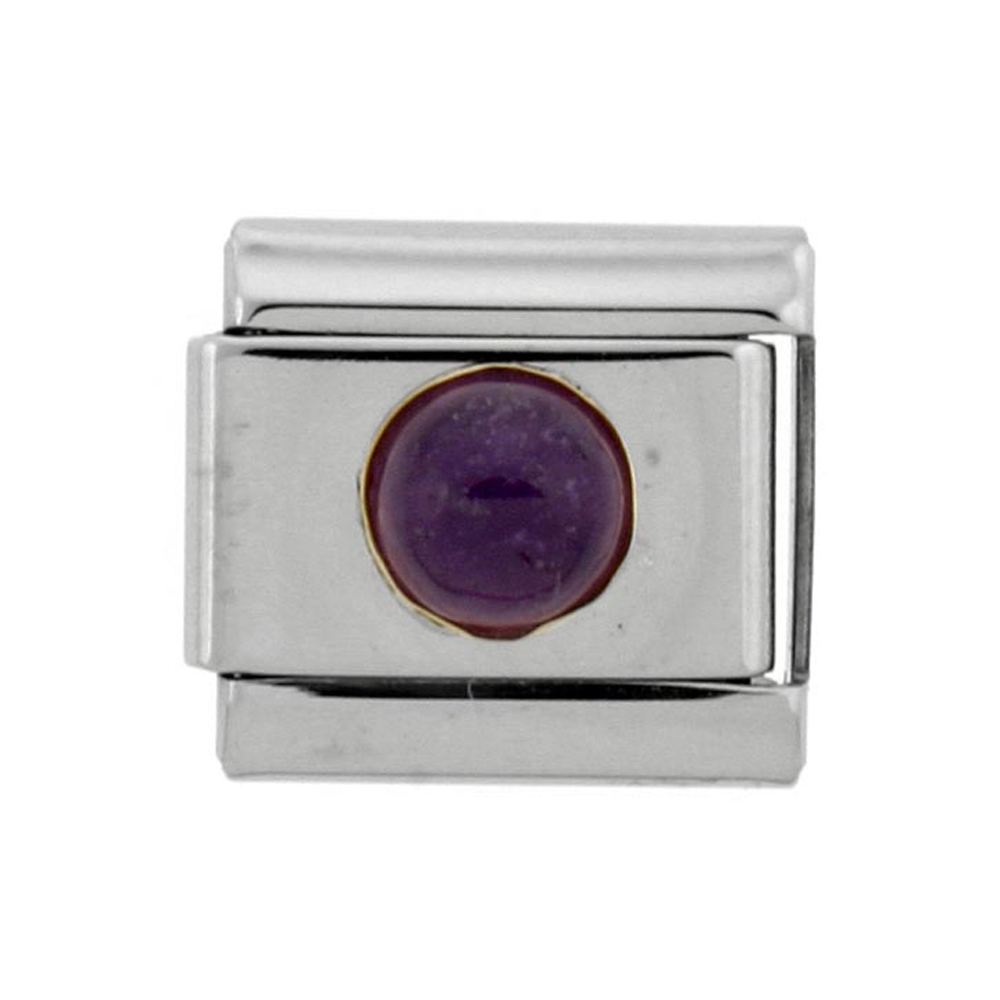 Stainless Steel 18k Gold February Birthstones Charm for Italian Charm Bracelets Stainless Steel 18k Gold February Birthstones Charm for Italian Charm Bracelets