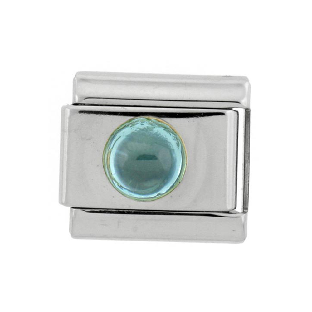 Stainless Steel 18k Gold March Birthstones Charm for Italian Charm Bracelets Stainless Steel 18k Gold March Birthstones Charm for Italian Charm Bracelets