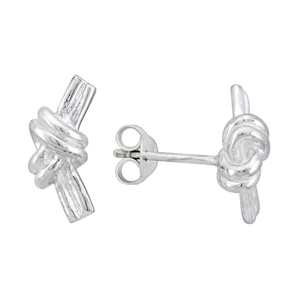 Sterling Silver Huggie Earrings Knot Stud Earrings Flawless Finish 9/16 inch