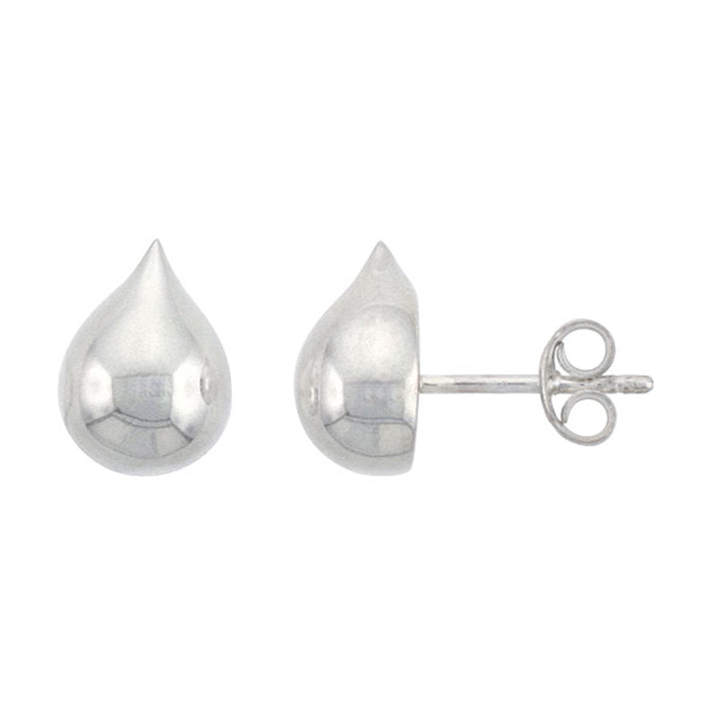 Sterling Silver Teardrop Post Earrings 5/16 inch wide