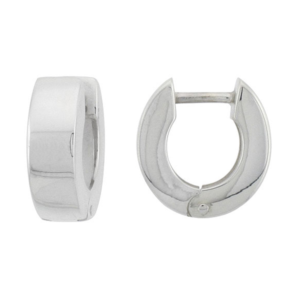 Sterling Silver Huggie Earrings U-Shape Flawless Finish 1/2 inch