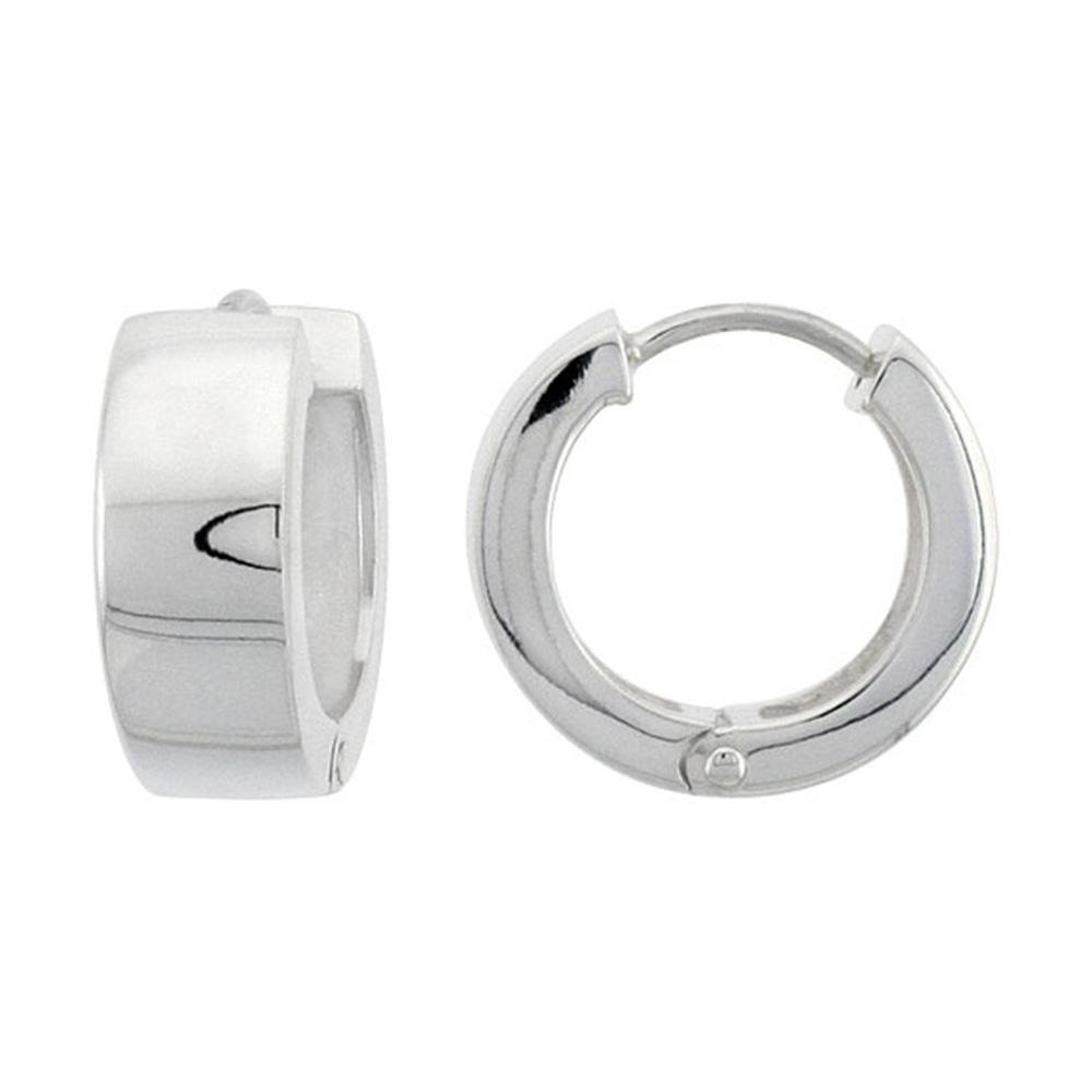 Sterling Silver Huggie Earrings Round Shape Flawless Finish 5/8 inch