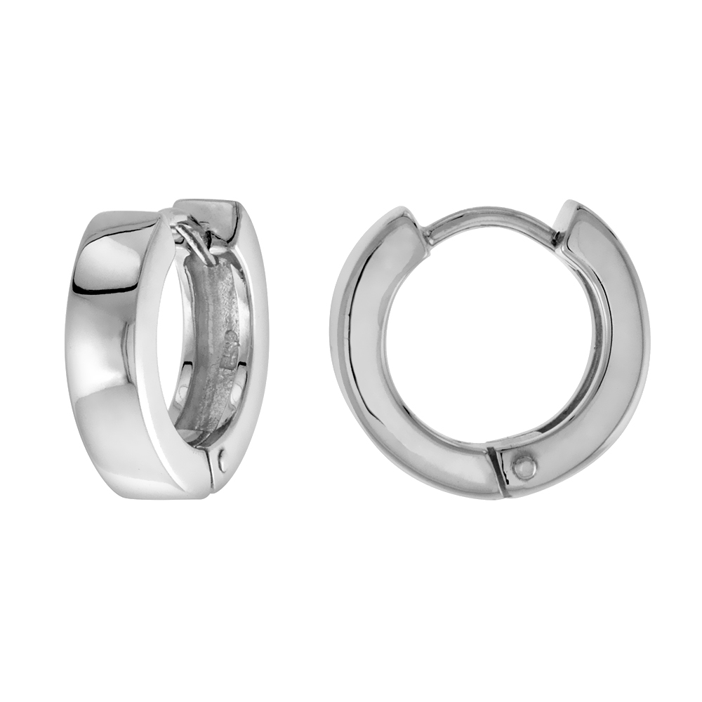 Sterling Silver Huggie Earrings Round Shape Flawless Finish 1/2 inch
