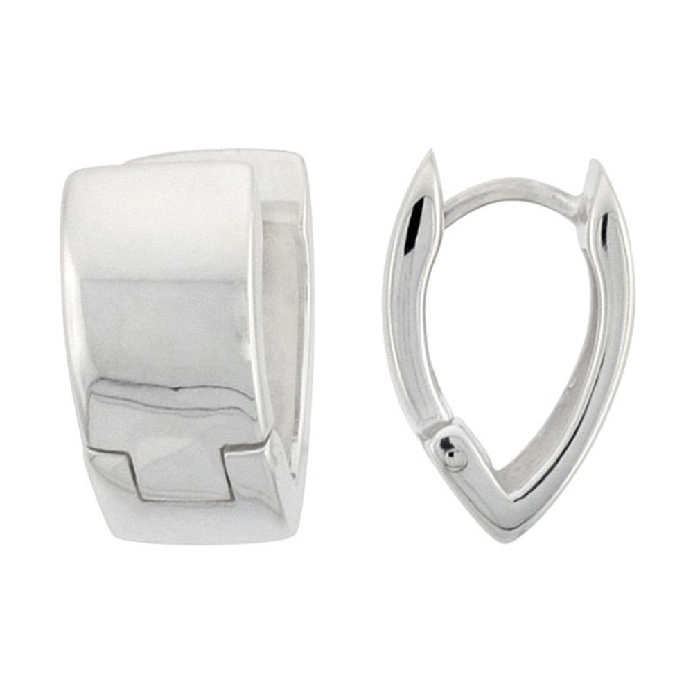 Sterling Silver Huggie Earrings V-Shape Flawless Finish 5/8 inch
